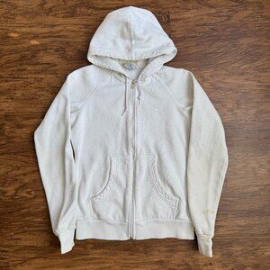 Nike Full Zip Hoodie Sweater Jacket Fleece Womens Medium White Embroidered Logo